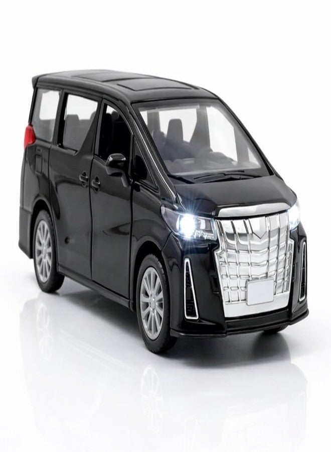 SQUIDSY 1:36 Scale Toyota Alphard Toy Car – Die-Cast Metal Pull Back MPV Model with Openable Doors, Lights & Sound – Alloy Mini Car Gift for Kids, Boys & Collectors (Black) - Image 1