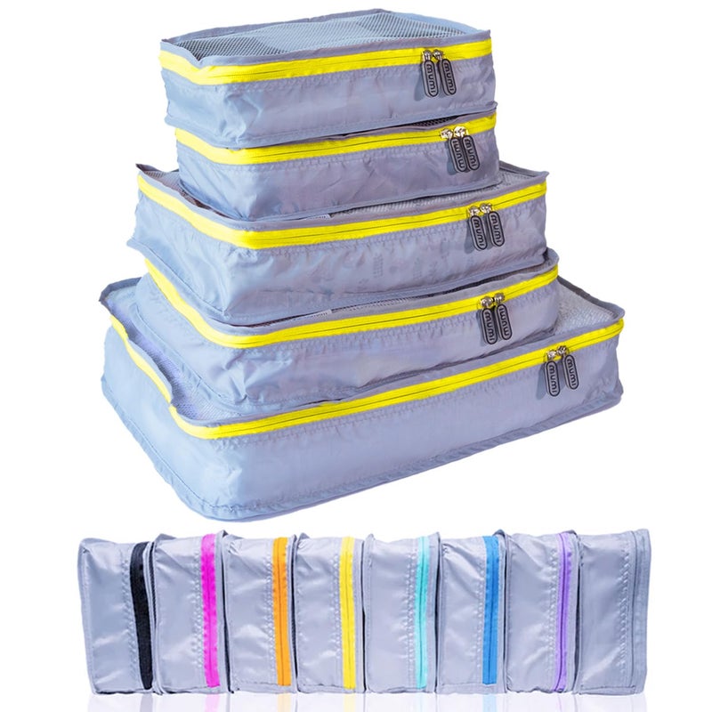 MUMI Packing Cubes  5Piece Compression Packing Cubes for Travel Luggage Organizers for Suitcases CarryOn Bags Backpacks and Duffel Bags  SpaceSaving Travel Essentials  Yellow