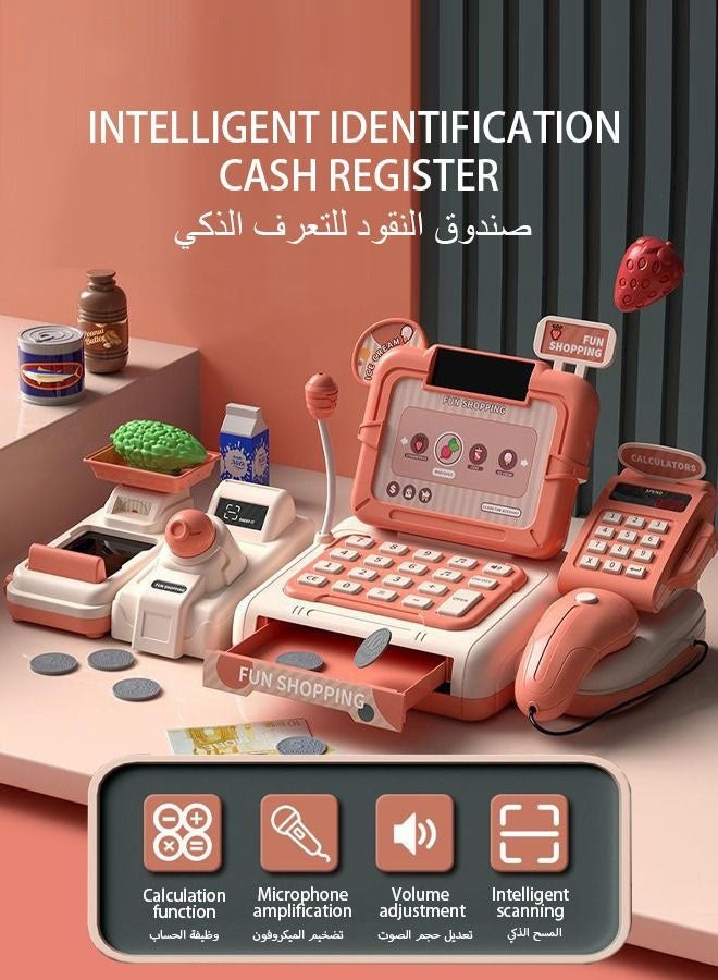 دوركو تسجيل النقود للأطفال, التظاهر واللعب حاسبة تسجيل النقود, لعبة تسجيل النقود مع الميكروفون, مجموعة لعبة البقالة, التظاهر اللعب للبنات, الأولاد - Image 2