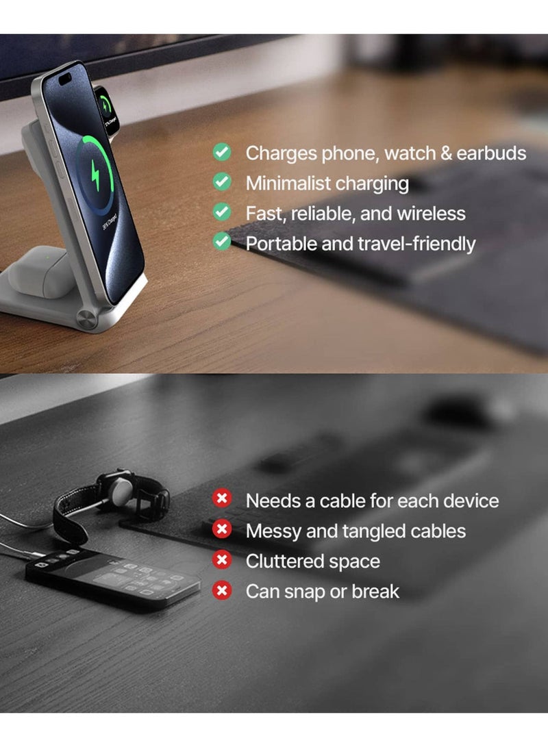 Nillkin Nillkin PowerTrio 3 in 1 Charging Station for Apple Device 18W Magnetic Charger & Foldable & MagSafe Wireless Charger Station for iPhone and Apple Watch  - Image 4
