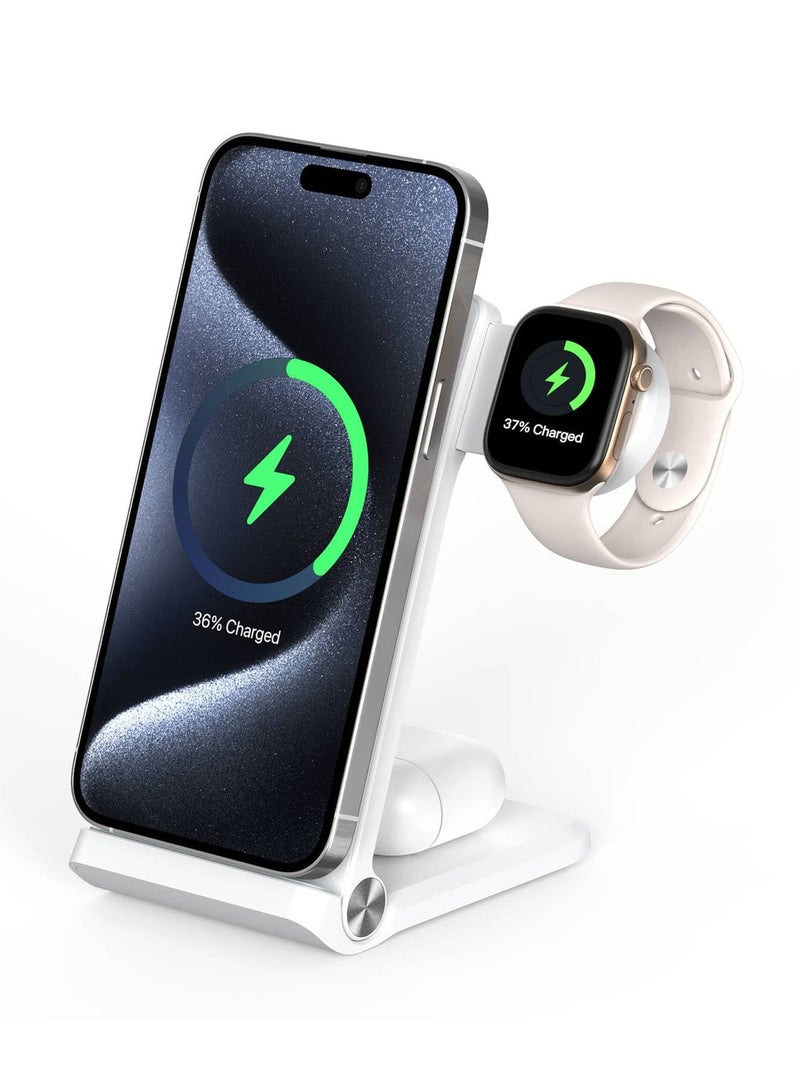 Nillkin Nillkin PowerTrio 3 in 1 Charging Station for Apple Device 18W Magnetic Charger & Foldable & MagSafe Wireless Charger Station for iPhone and Apple Watch  - Image 1