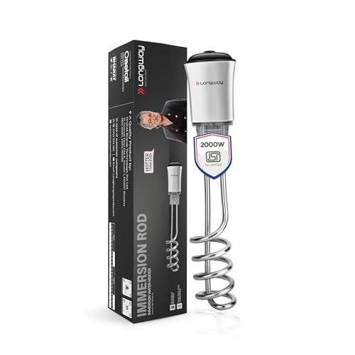 Longway LWIR01 2000W Immersion Water Heater | Anti-Corrosive & Shockproof Immersion Rod with Fast Heating Coil Technology | Nickel Plated | ISI Certified | 2 Years Replacement Warranty (White) - Image 1