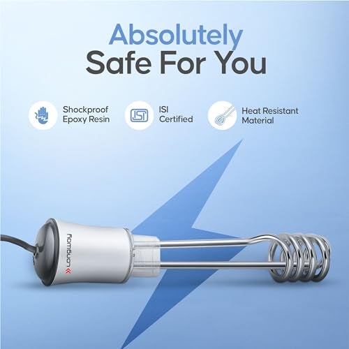 Longway LWIR01 2000W Immersion Water Heater | Anti-Corrosive & Shockproof Immersion Rod with Fast Heating Coil Technology | Nickel Plated | ISI Certified | 2 Years Replacement Warranty (White) - Image 2