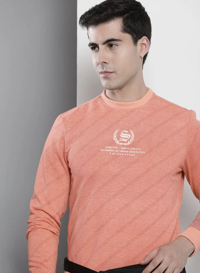 The Indian Garage Co Men Regular Fit Abstract Crew Neck Full Sleeves Sweatshirt
