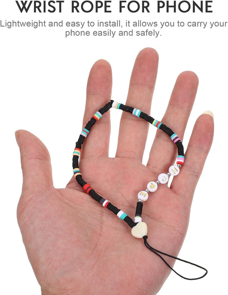 Healifty Practical Phone Lanyard Wrist Strap Anti-lost Mobile Phone Hanging Rope Rainbow Beaded Chain for Smartphones - Image 3