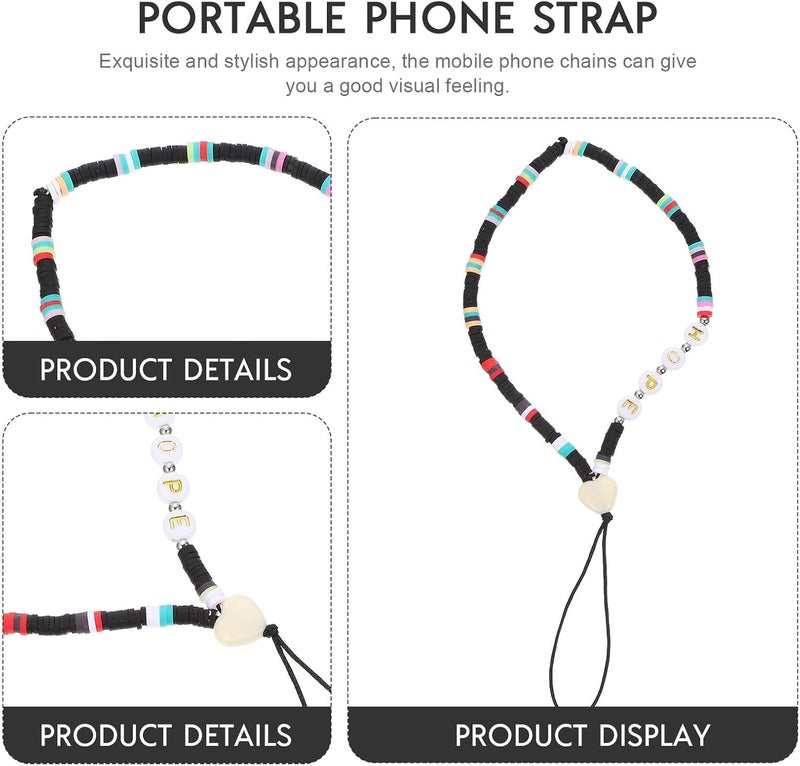 Healifty Practical Phone Lanyard Wrist Strap Anti-lost Mobile Phone Hanging Rope Rainbow Beaded Chain for Smartphones - Image 2