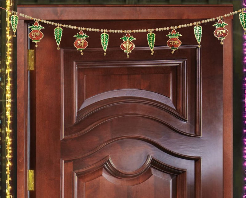 Rockshok Diwali Gift for Home Latest Fancy Door Hanging Toran with Wall Hanging Flower Petals Shubh Labh KalashBandarwal w 144 cm Multicolor