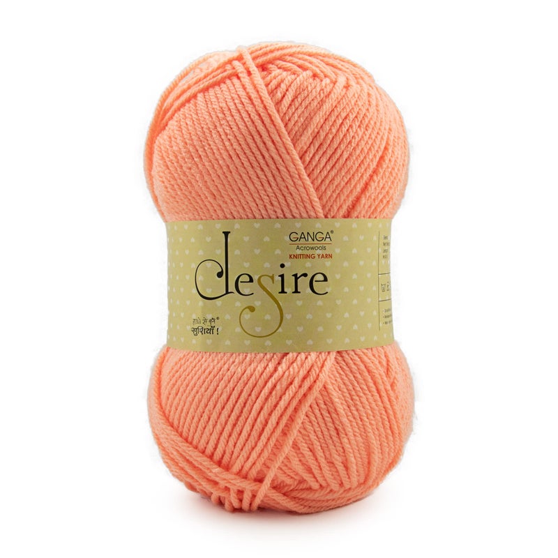 Ganga Acrowools Acrylic Desire Hand Knitting and Crochet Yarn. Pack of 1 Ball - 100Gms. Shade No - Dsr017, Orange - Image 2