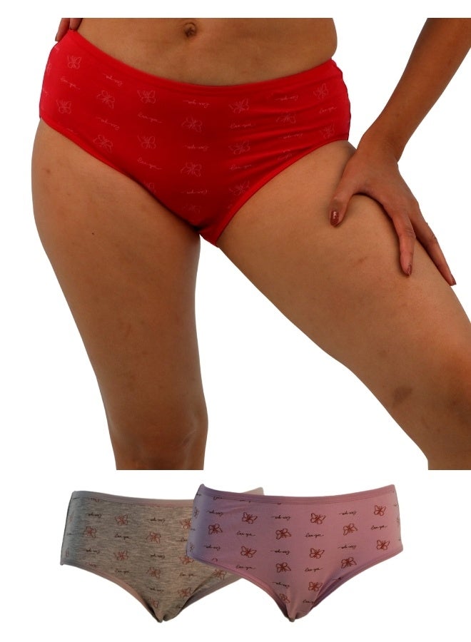 JOANNA JOANNA 33076 Women's Butterfly Design Mid Rise 3-Pack Panties, Multicolor  - Image 1
