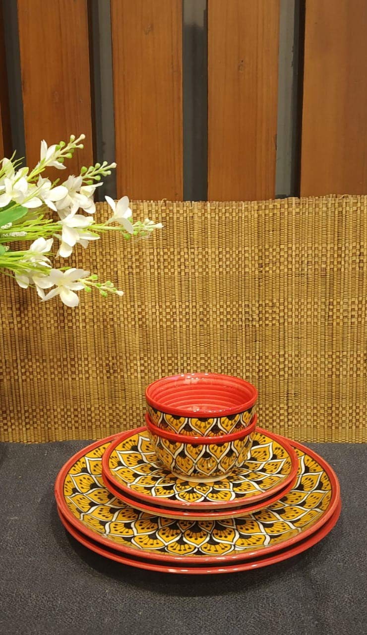 Caffeine Ceramic Handmade Orange Morocco Combo Dinner Set (6 pcs.) - Image 1