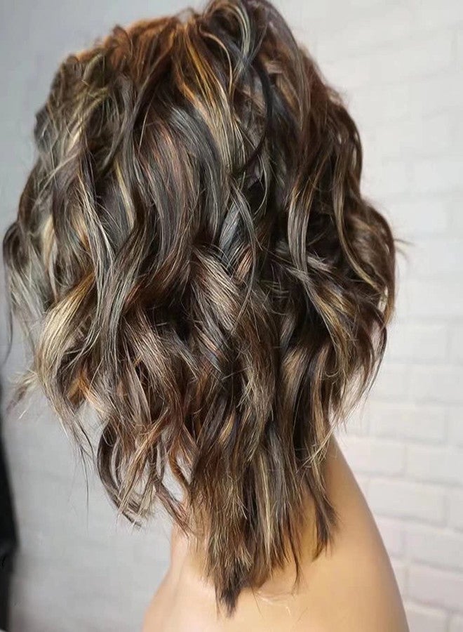 ten chopsticks Colored Ombre Bob Short Loose Wave 13X6 HD Transparent Lace Frontal Wig Human Hair Wigs Pre Plucked Bleached Knots 1B 27 Color Honey Blonde Short Wavy Brazilian Virgin Human Hair Wig 150 Density 8" - Image 5