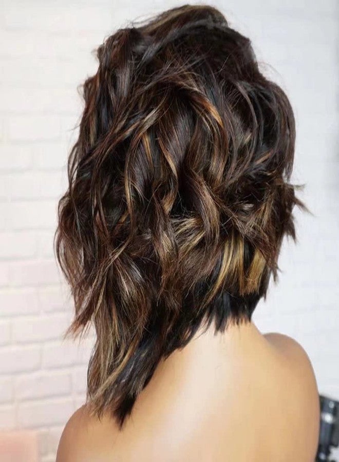 ten chopsticks Colored Ombre Bob Short Loose Wave 13X6 HD Transparent Lace Frontal Wig Human Hair Wigs Pre Plucked Bleached Knots 1B 27 Color Honey Blonde Short Wavy Brazilian Virgin Human Hair Wig 150 Density 8" - Image 4