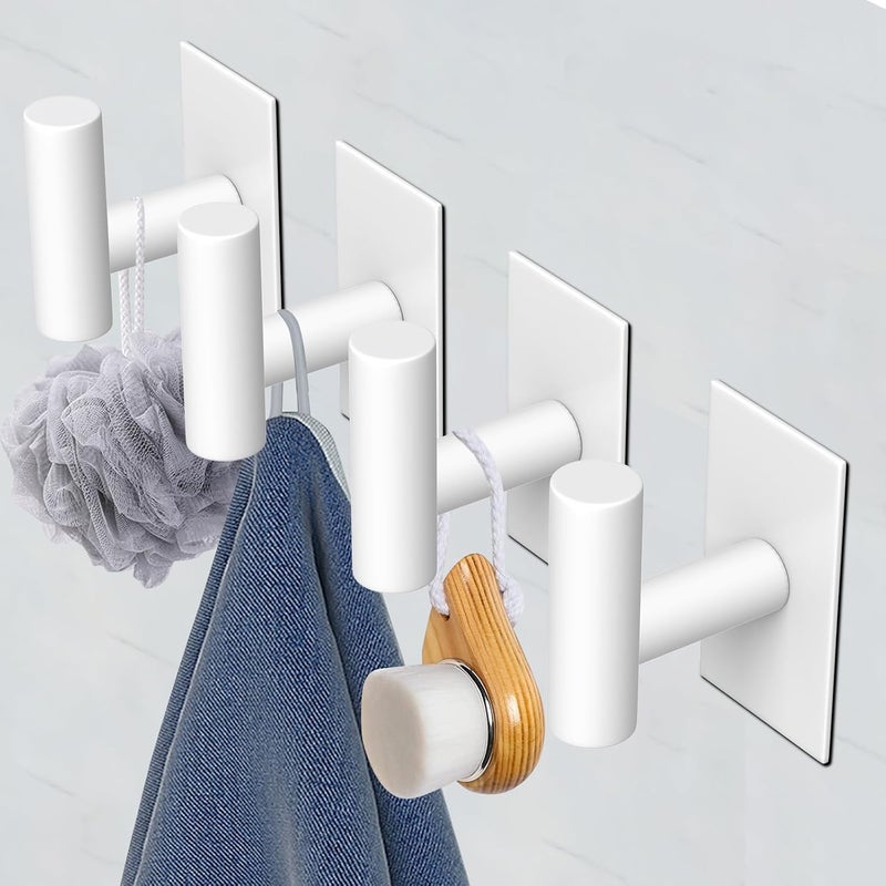 VAEHOLD Wall Towel Hooks, Heavy Duty Sticky Holder Waterproof Towel Hooks for Hanging Coat, Clothes, Closet Hook Wall Mount for Kitchen (White, 2 Pack) - Image 5