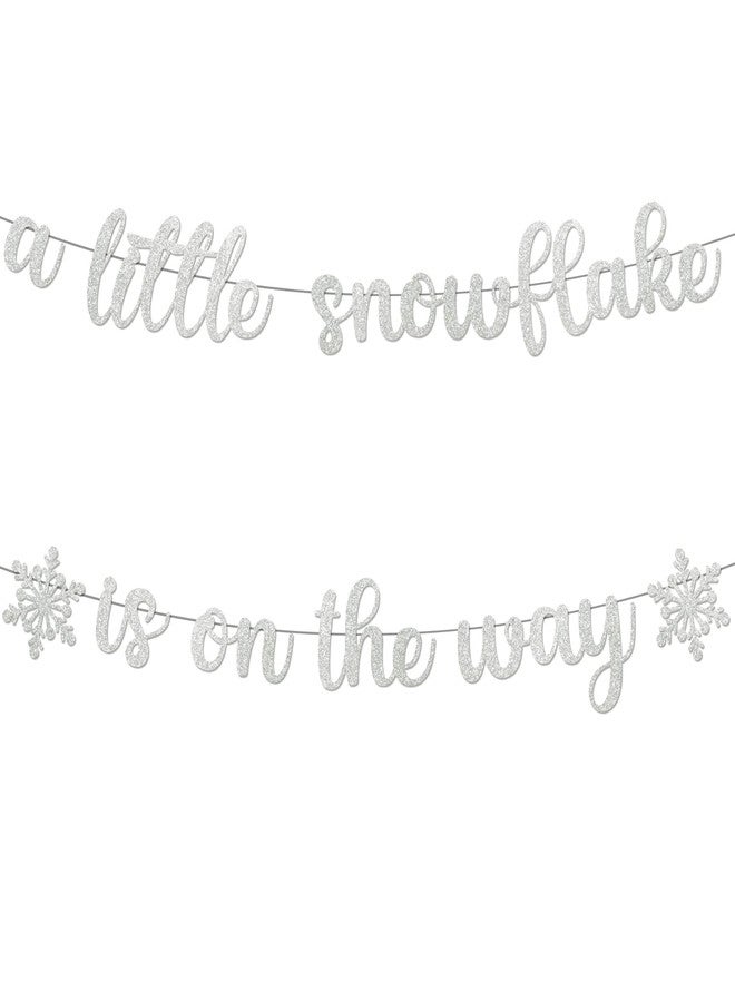MZ.ogm A Little Snowflake is On The Way Baby Shower Banner Winter Wonderland Decorations Winter Baby Shower Decorations for Girl Winter Gender Reveal decorations - Image 1