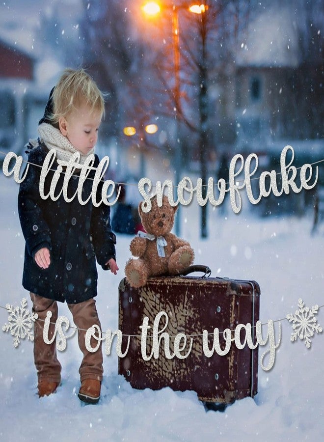 MZ.ogm A Little Snowflake is On The Way Baby Shower Banner Winter Wonderland Decorations Winter Baby Shower Decorations for Girl Winter Gender Reveal decorations - Image 3