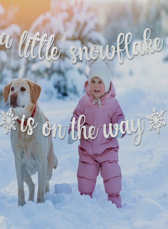 MZ.ogm A Little Snowflake is On The Way Baby Shower Banner Winter Wonderland Decorations Winter Baby Shower Decorations for Girl Winter Gender Reveal decorations - Image 4