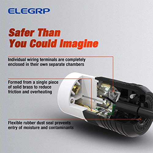 ELEGRP NEMA L14-30R Locking Connector, Generator Twist Lock Adapter Female Connector, 30 Amp 125/250V 3 Pole 4 Wire Grounding, Industrial Grade Heavy Duty, UL Listed (1 Pack, Black/White) - Image 5