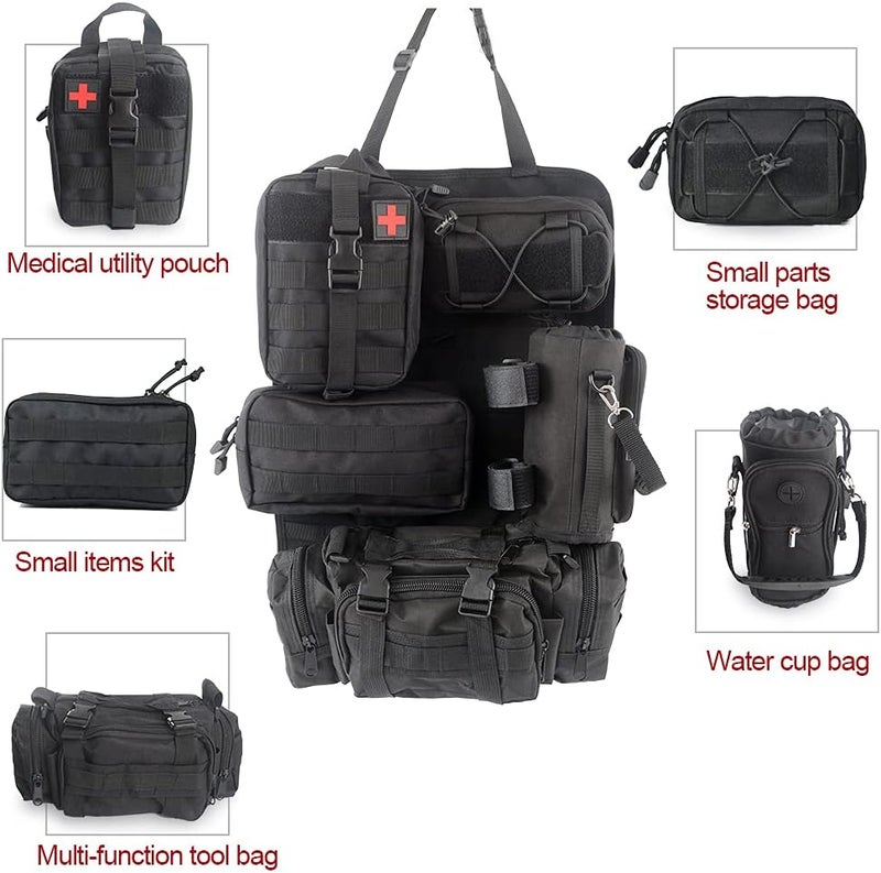 OMU ZGAUTO Tactical Car Seat Back Organizer Bag for Truck -with 5 Detachable Molle Pouch- 3 Different Size Admin Pouch(with Multi-Pocket) &1 Water Bottle Pouch&1 Medical Pouch(for All Vehicel) - Image 2