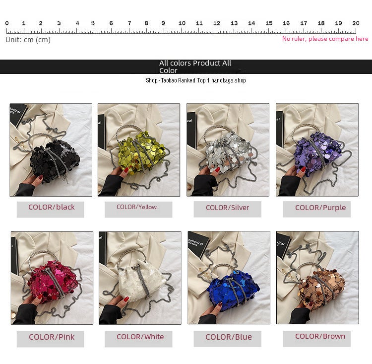 Japanese And K-Style Of Small Fragrant Sequin Bags For Women 2023 New Trendy Fashion Colorful Evening Bag Versatile Shoulder Crossbody Bag - Image 3