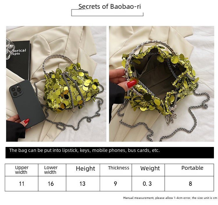 Japanese And K-Style Of Small Fragrant Sequin Bags For Women 2023 New Trendy Fashion Colorful Evening Bag Versatile Shoulder Crossbody Bag - Image 4