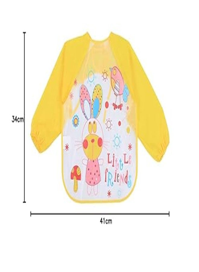 فوكس مريلة أطفال من FOK بأكمام طويلة قابلة للغسل ومقاومة للماء - أصفر، طقم من قطعة واحدة - Image 2