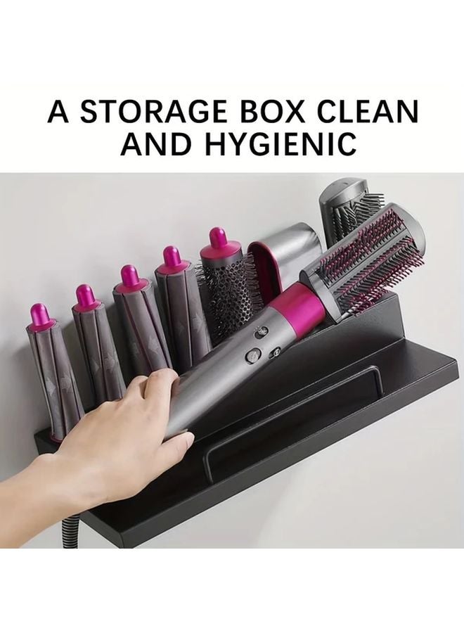 Dyson Hair Styler Holder Heavy Duty No Drill Wall Mounted Iron Storage Shelf Black - Image 2