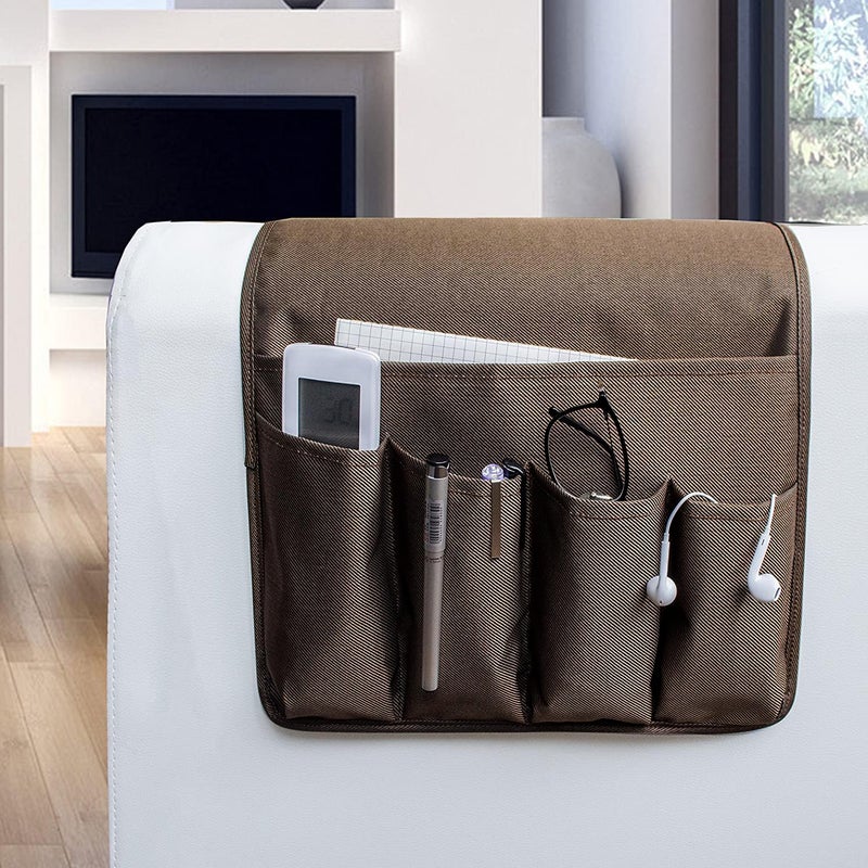 MDSTOP 5 Pockets Remote Control Holder, Magazine Rack, Space Saver Organizer, Draped Over Sofa, Couch, Recliner Armrest - Image 1