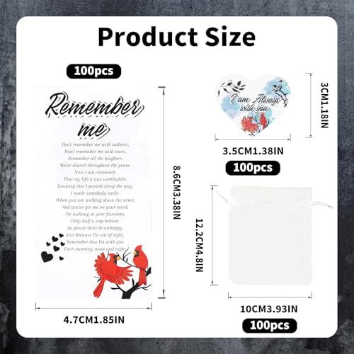 2 MULE TEAM 100Sets Funeral Favors for Guests, Celebration of Life Favors Celebration of Life Decorations Ideas with Pocket Hug Token Funeral Prayer Cards and Organza Bags, Cardinal Memorial Gifts - Image 5