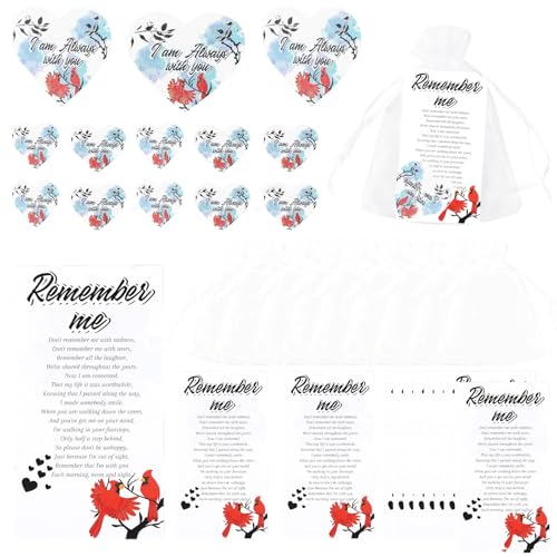 2 MULE TEAM 100Sets Funeral Favors for Guests, Celebration of Life Favors Celebration of Life Decorations Ideas with Pocket Hug Token Funeral Prayer Cards and Organza Bags, Cardinal Memorial Gifts - Image 1