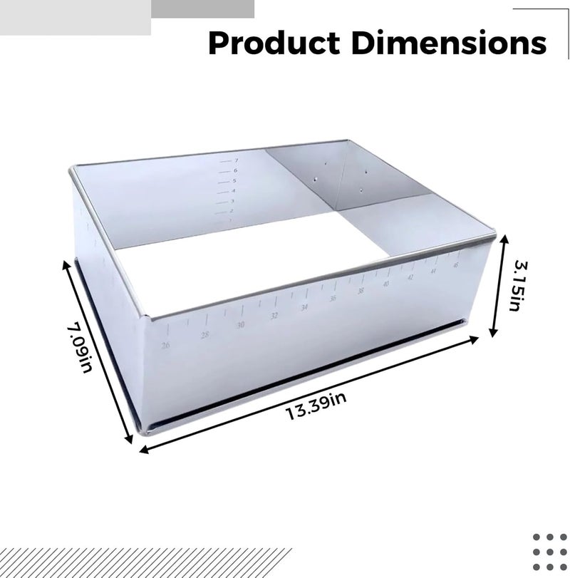 Rectangular Cake Ring Mould, Adjustable Stainless Steel Pastry and Tiramisu Frame, Big Size Baking Tool - Image 2