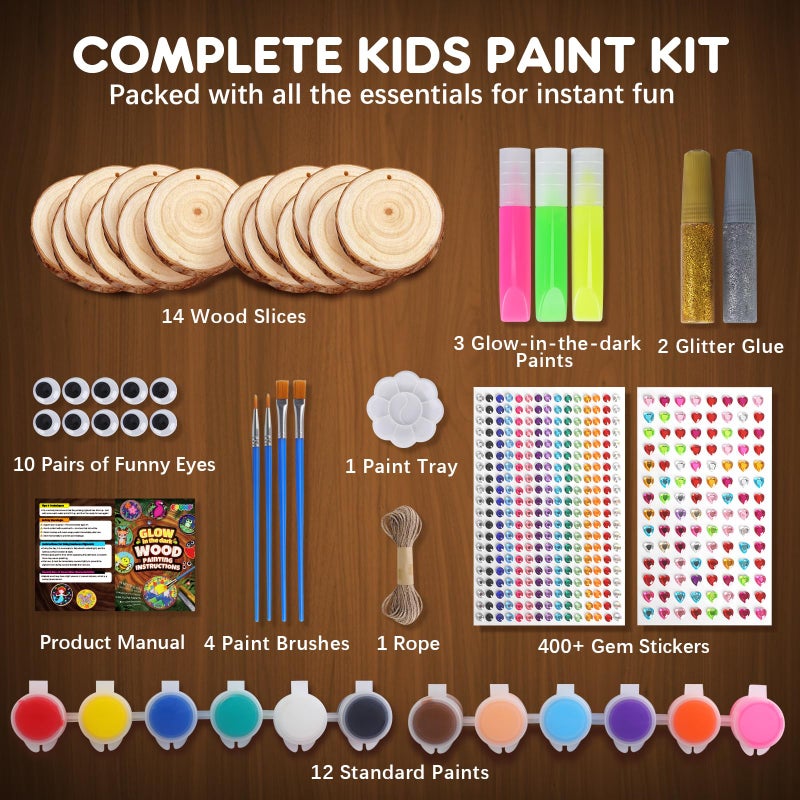 EPUMP Wooden Painting Kit for Kids - Glow in The Dark Arts and Crafts Easter Gifts for Kids, Creative Activities Art Supplies Birthday Gifts Outdoor Toys for Boys Girls Age 6 7 8 9 10 11 12 Years Old - Image 5