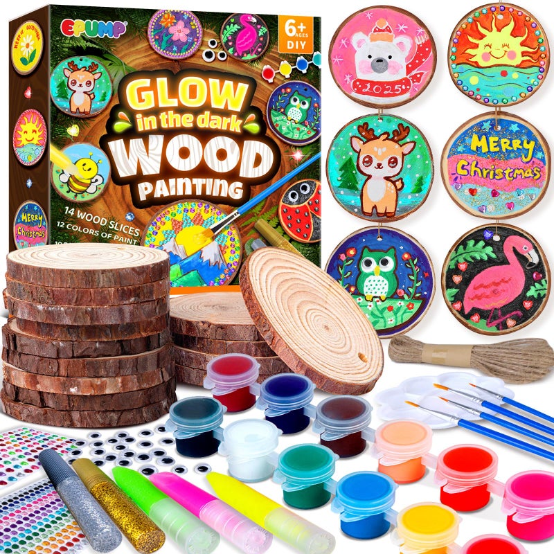 EPUMP Wooden Painting Kit for Kids - Glow in The Dark Arts and Crafts Easter Gifts for Kids, Creative Activities Art Supplies Birthday Gifts Outdoor Toys for Boys Girls Age 6 7 8 9 10 11 12 Years Old - Image 1