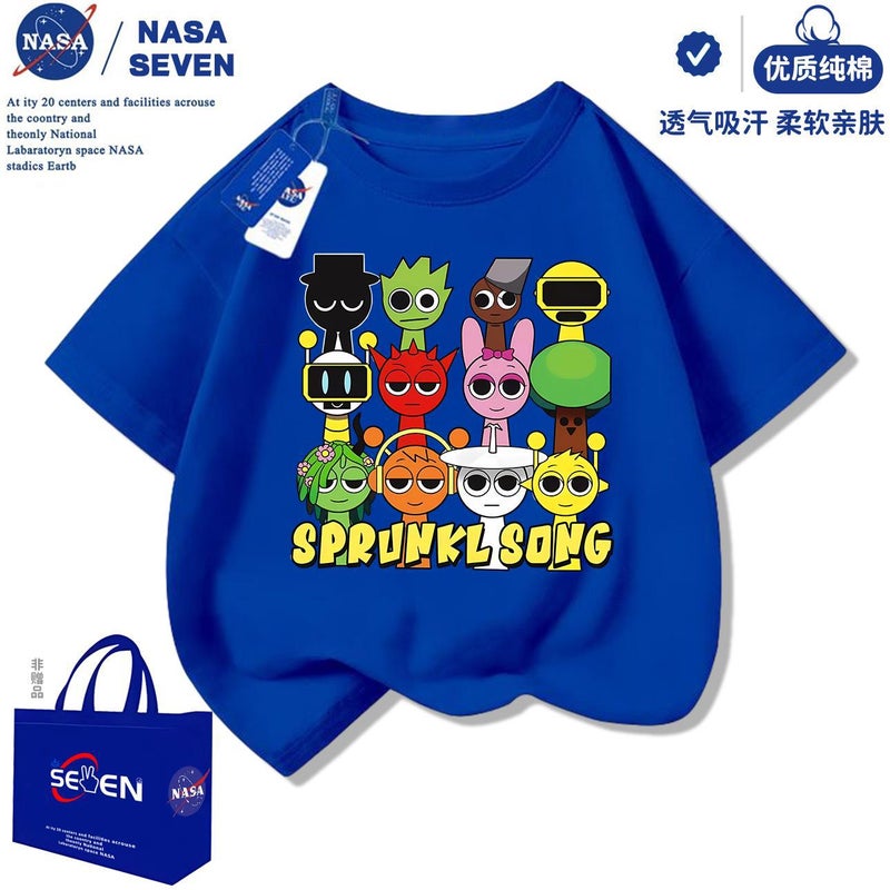 Nasa Rhythm Box Kidsren'S Short-Sleeved Fashionable Sprunki Music Box Pure Cotton T-Shirt For Middle And Large Kidsren - Image 1
