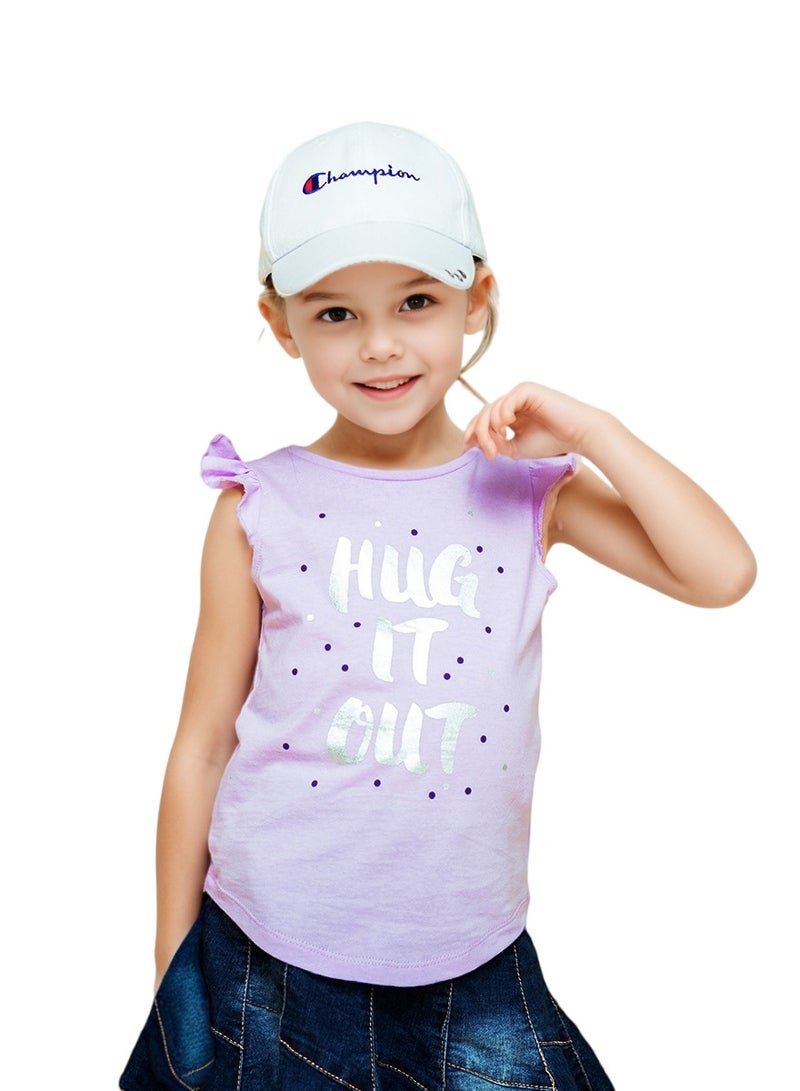 WiNi BEE Girls T-shirt Summer cotton tops Silver printed Letters Ruffle-Trim Toddler Tee Girls Fashion Clothing 2 4 6 Years - Image 1
