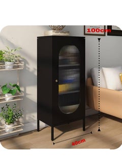 Living Glass Door Storage Cabinet With Steel Frame 40*40*100 CM 