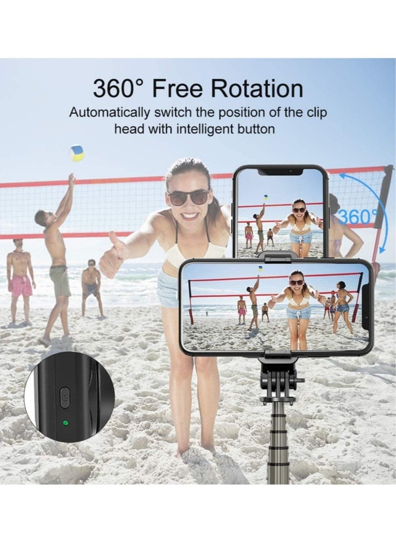 Generic - Selfie Stick Gimbal Stabilizer,  360° Rotation Tripod with Wireless Remote, Portable Phone Holder, Auto Balance 1-Axis Gimbal for Smartphones Tiktok Vlog Youtuber Live Video Record - Image 1