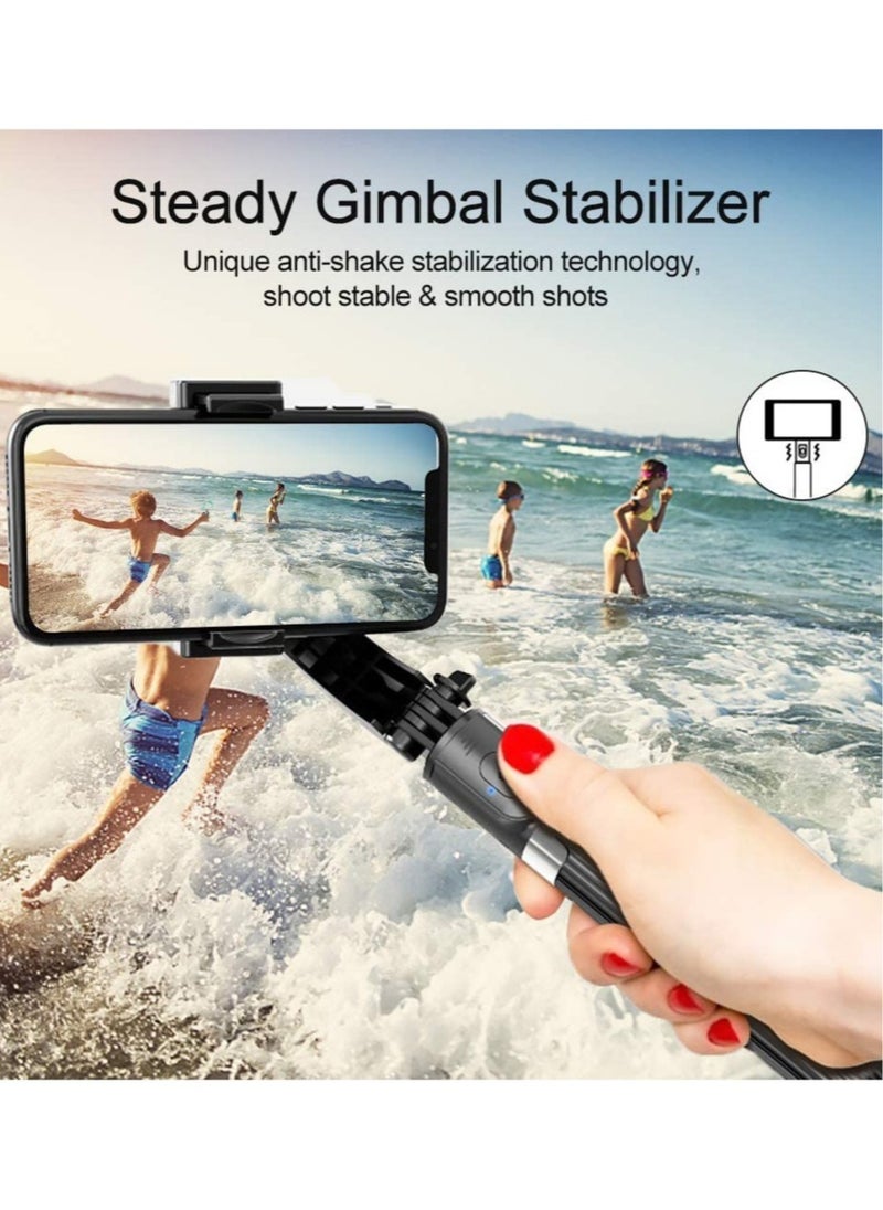 Generic - Selfie Stick Gimbal Stabilizer,  360° Rotation Tripod with Wireless Remote, Portable Phone Holder, Auto Balance 1-Axis Gimbal for Smartphones Tiktok Vlog Youtuber Live Video Record - Image 1