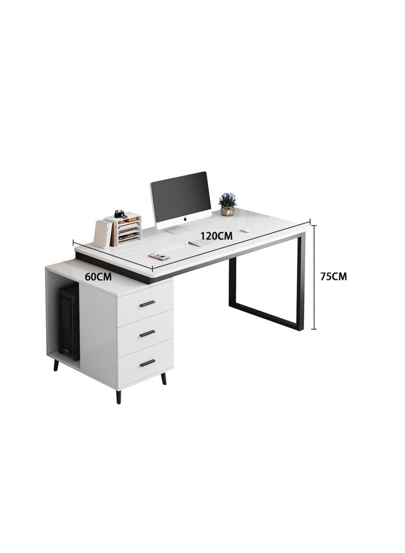 CityRiya-Long Computer Desk Home Office Writing Computer Desk Modern Simple Study Table with drawer 120x60x75cm（YN0064-Black） - Image 2