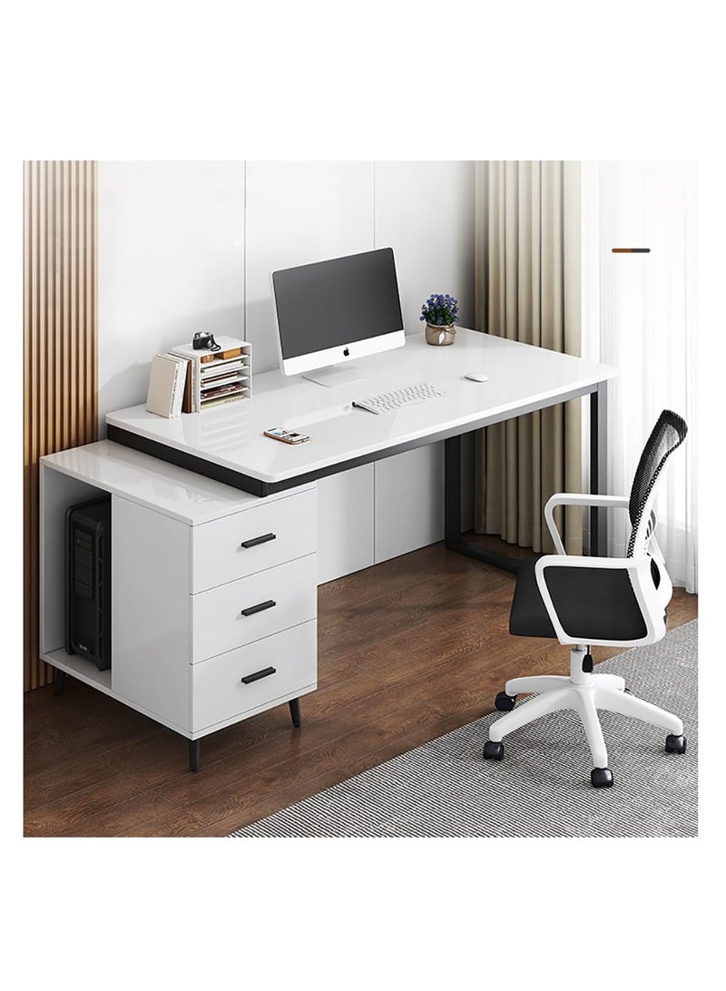 CityRiya-Long Computer Desk Home Office Writing Computer Desk Modern Simple Study Table with drawer 120x60x75cm（YN0064-Black） - Image 3