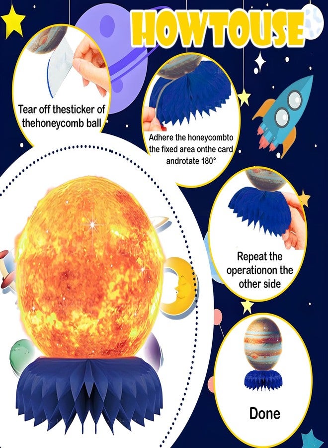 Oiuyamn 10pcs Space Solar System Theme Honeycomb Centerpieces, Outer Space Planet Party Supplies, Galaxy Table Decorations for Birthday by Oiuyamn - Image 3