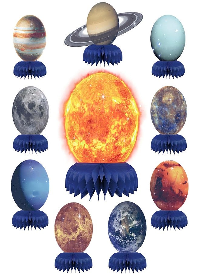 Oiuyamn 10pcs Space Solar System Theme Honeycomb Centerpieces, Outer Space Planet Party Supplies, Galaxy Table Decorations for Birthday by Oiuyamn - Image 1
