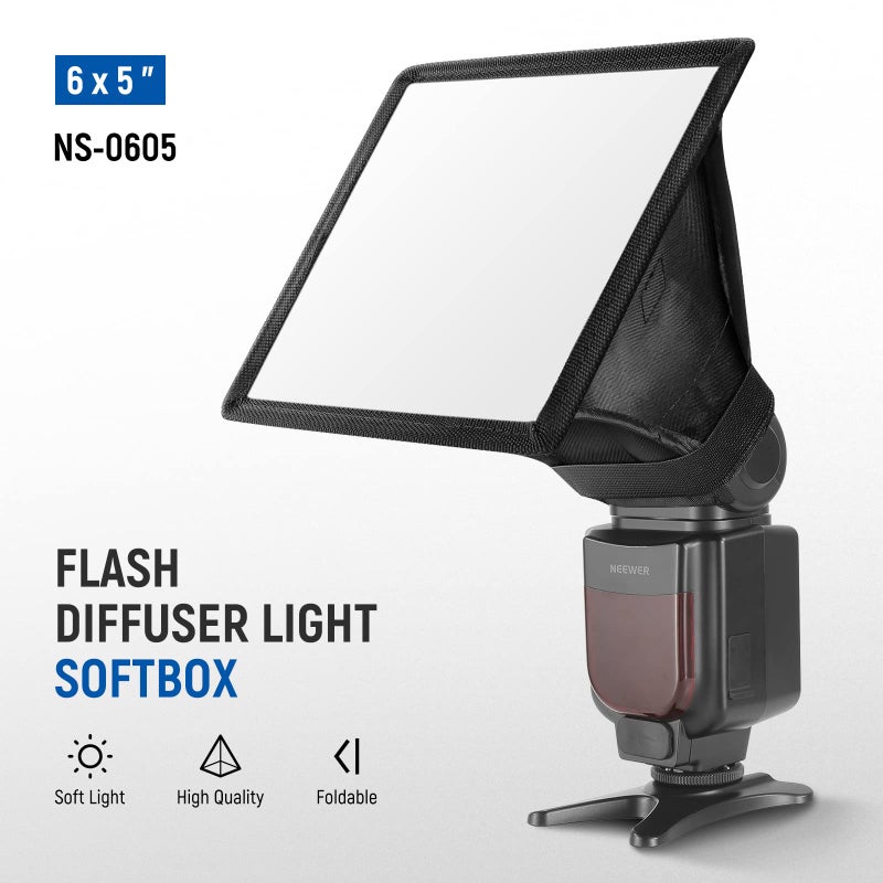 Neewer NEEWER Flash Diffuser Light Softbox 6" x 5", Universal, Collapsible with Storage Pouch Compatible with Canon Nikon Sony Godox Yongnuo NEEWER speedlight - Image 2
