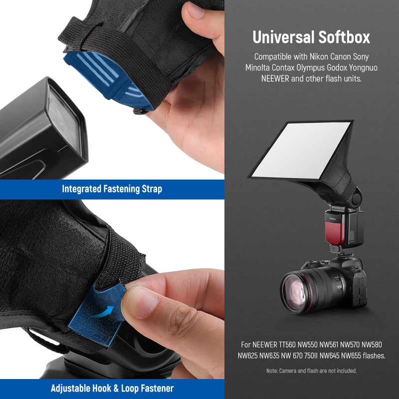 Neewer NEEWER Flash Diffuser Light Softbox 6" x 5", Universal, Collapsible with Storage Pouch Compatible with Canon Nikon Sony Godox Yongnuo NEEWER speedlight - Image 5