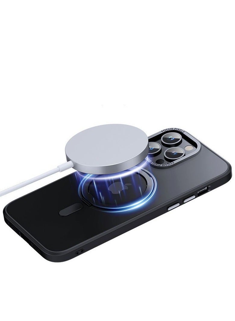 جراب لهاتف iPhone 13 Pro مقاس 6.1 بوصة مزود بحلقة مغناطيسية من Magsafe وغطاء أسود - Image 2