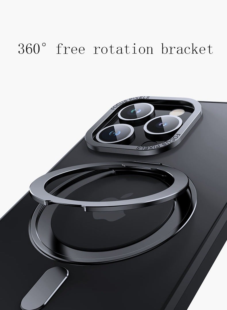 جراب لهاتف iPhone 13 Pro مقاس 6.1 بوصة مزود بحلقة مغناطيسية من Magsafe وغطاء أسود - Image 4