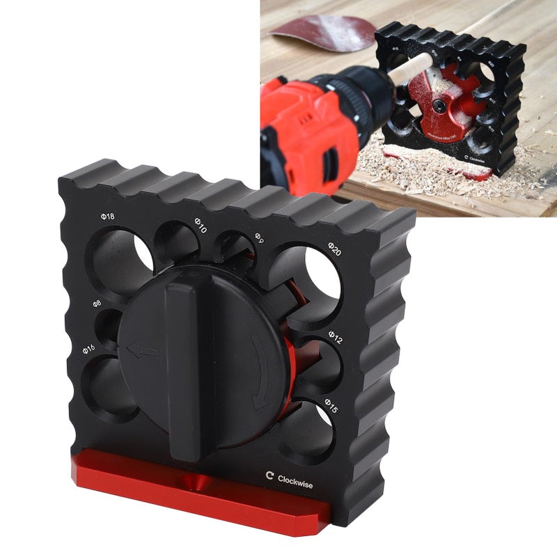 Aluminum Alloy Wood Dowel Jig Kit 8 Holes Semi Automatic Rotation Head For Electric Drill - Image 4