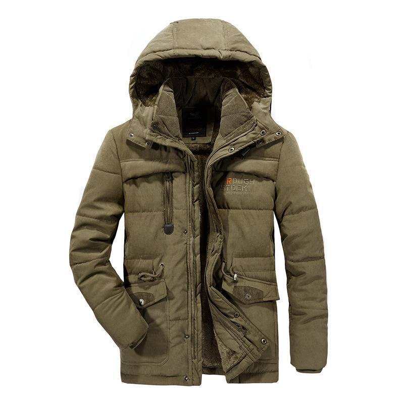 Men'S Fleece-Lined Thickened Plus Size Men'S Cotton-Padded Long Warm Cotton-Padded Jacket Coat - Image 1