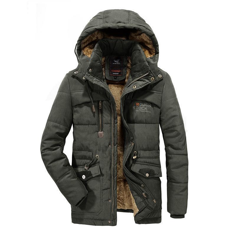 Men'S Fleece-Lined Thickened Plus Size Men'S Cotton-Padded Long Warm Cotton-Padded Jacket Coat - Image 2