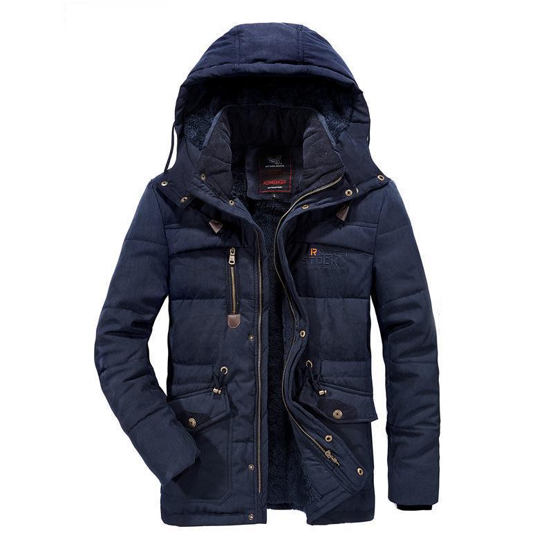 Men'S Fleece-Lined Thickened Plus Size Men'S Cotton-Padded Long Warm Cotton-Padded Jacket Coat - Image 5