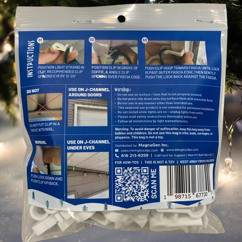 Kringles Clips – Made in USA Weather-Resistant Christmas Light Hangers | Secure Snap-On Locking Tab, Tool-Free Installation - Image 5
